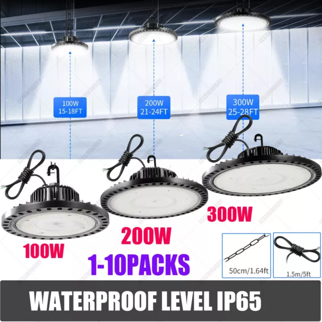 1-10X LED High Bay Light 100W 300W Low Bay Factory Industrial Warehouse Shop