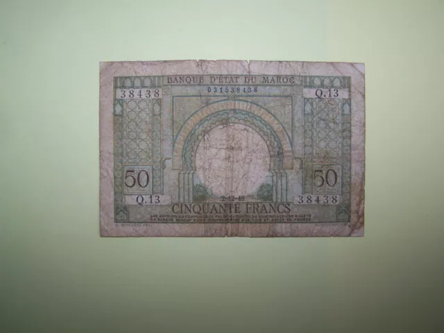 Etat Du Maroc - Morocco - Billet 50 Francs - 2.12.1949