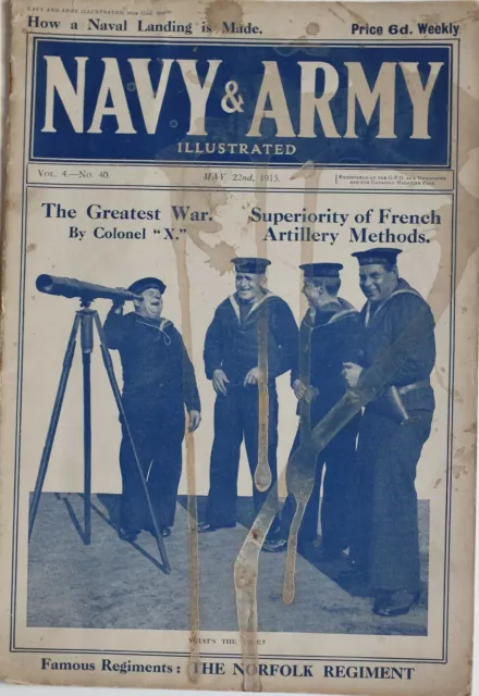 1915 Ww1 Print Naval Navy Sailors Telescope
