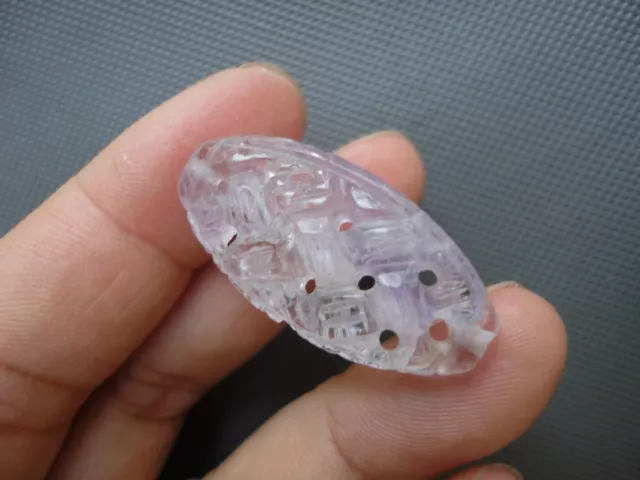 Chinese Vintage New Carved Amethyst Bead 30 X 15 X 7 mm 2