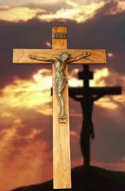 Statue Croix De Jésus En Métal Bronze - Avec Socle Stable, Décoration Table, Cadeau Religieux - 3