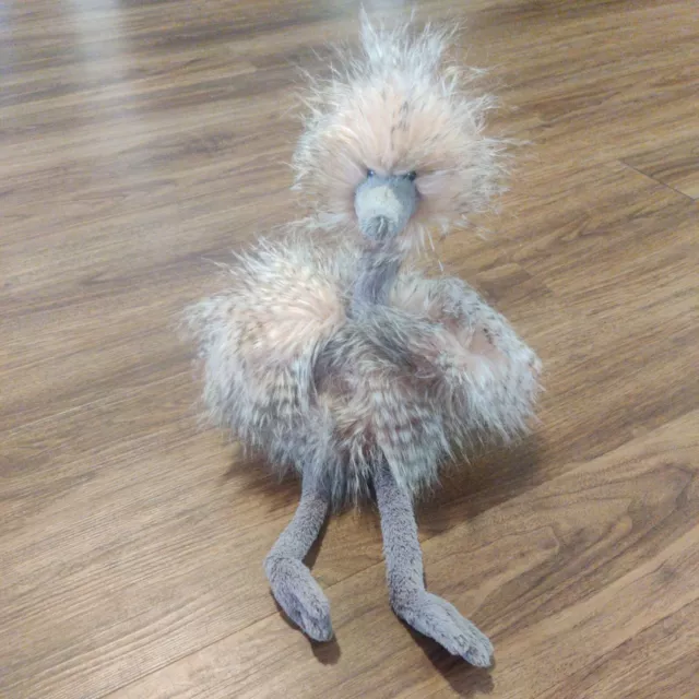 Jellycat Plush Odette Ostrich Stuffed Animal Pink Grey Bird Plush 20"