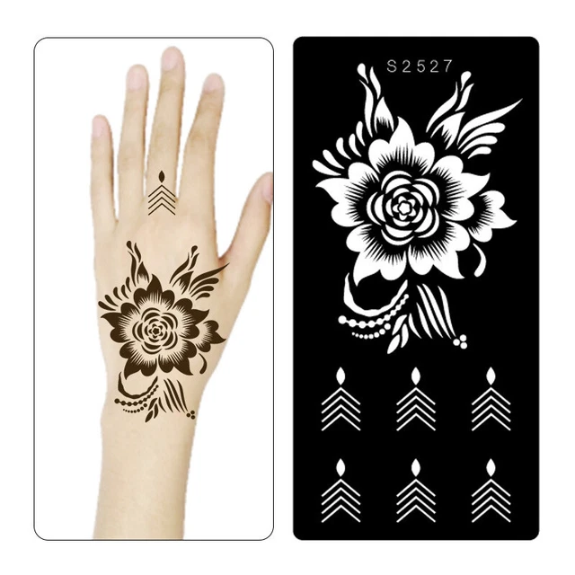 Set Di Stencil Per Tatuaggi Temporanei Coni Di Henné Indiano Body Painting A