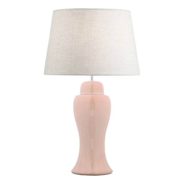 Laura Ashley Regina großer Tischlampensockel in rosa erröteter Oberfläche, poliertes Chrom