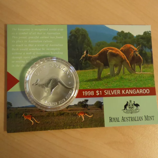 Australia 1$ Kangaroo RAM 1998 silver 1 oz 99.9% silver coin in Blister (argent)