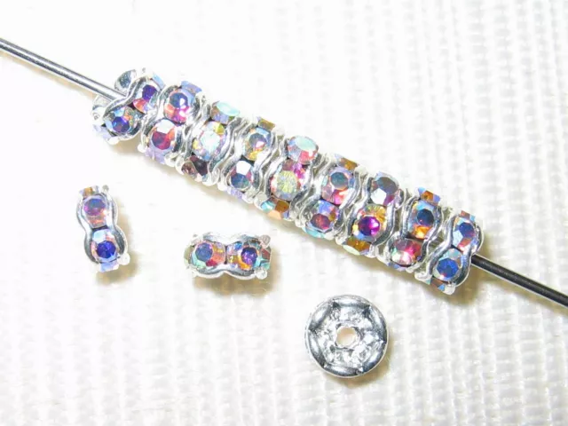 60 Swarovski Rondelle Spacer Beads 5mm Silvr/Crystal AB