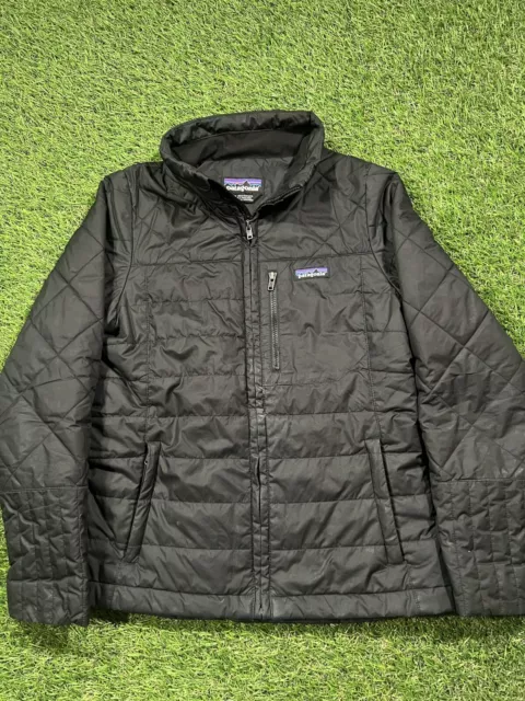 Patagonia Nano Puff Jacket Youth Large Gray Diamond Quilted Full Zip Outdoor