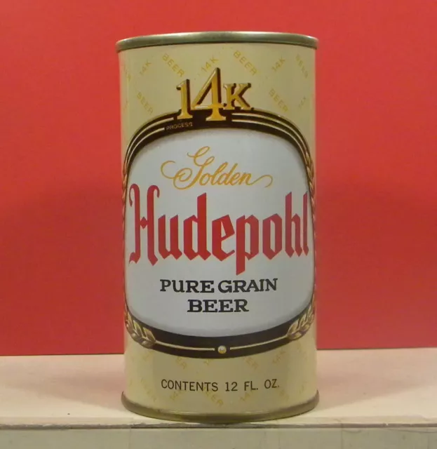 Hudepohl Golden 14K Beer 1972 12 oz Pull Tab Can Cincinnati Ohio 41W grade 1+