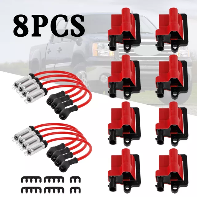 8x Pack D581 Square Ignition Coils Ultra High Spark Plug Wires 3859078 Pour GMC 2