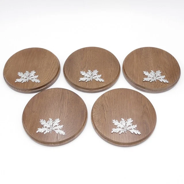 5 X Placa de Jabalí Tablero Keiler Redondo Braun AF19cm 5 Hoja Roble Portada 6 2