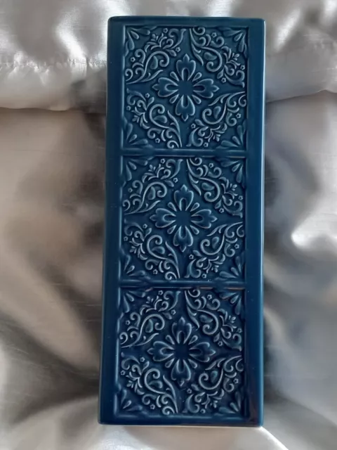 WENKO Germany - Blue Ceramic Textured Toilet Brush Holder - no brush VGC