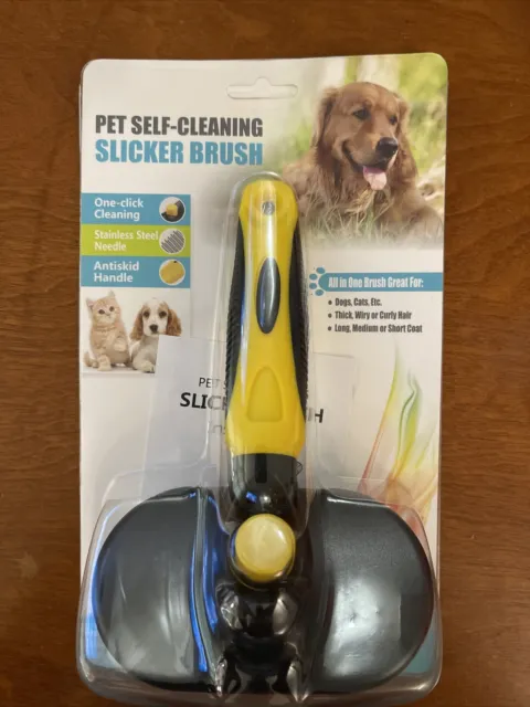 Self Cleaning Slicker Brush Dog Cat Grooming Hair Deshedding Undercoat Pet Puppy