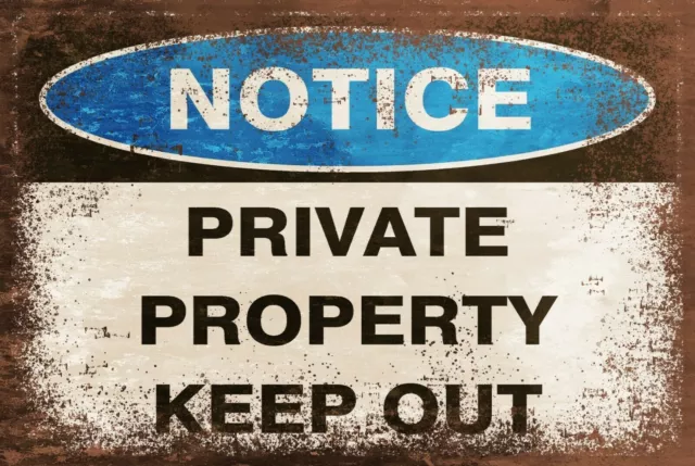 Private Property Warning Keep Out Vintage Look Retro Style Metal Safety Sign
