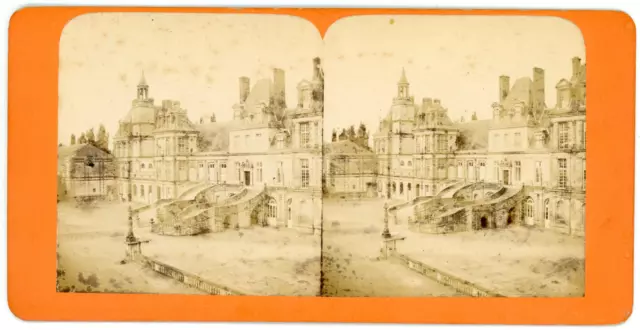 STEREO France, Château de Fontainebleau, Staircase du Fer à Cheval, circa 1880 Vi
