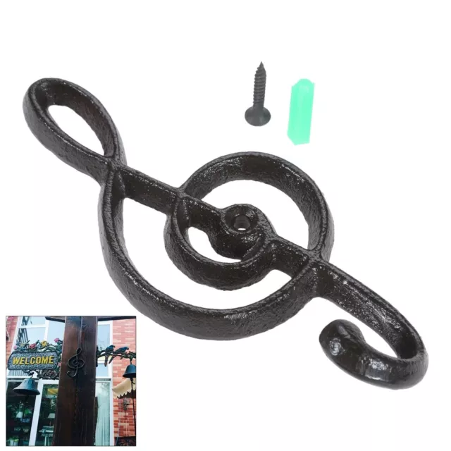 Cast Iron Music Note Key Towel Rack Hat Coat Hanger Holder Wall Hook Household