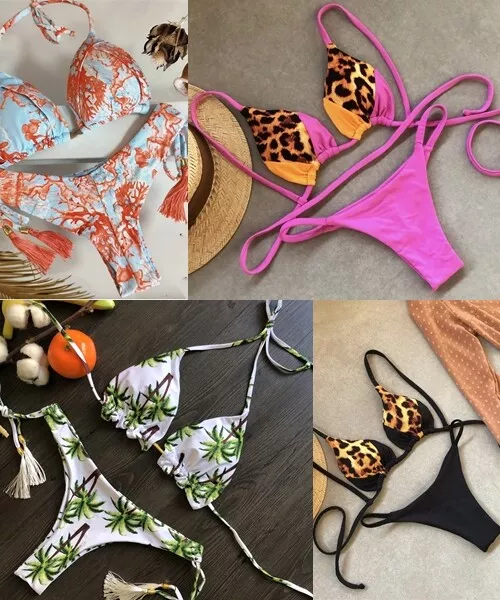 WOMENS SEXY BIKINI Set Bra Top and Mini G-string Thong Swimwear Swimsuit  Set UK £12.99 - PicClick UK