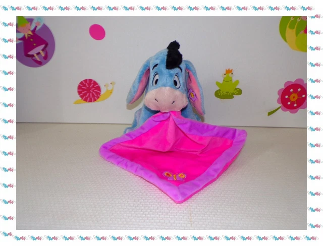 ☻- Doudou Peluche Bourriquet Mouchoir Rose Violet Papillon  Disney Nicotoy