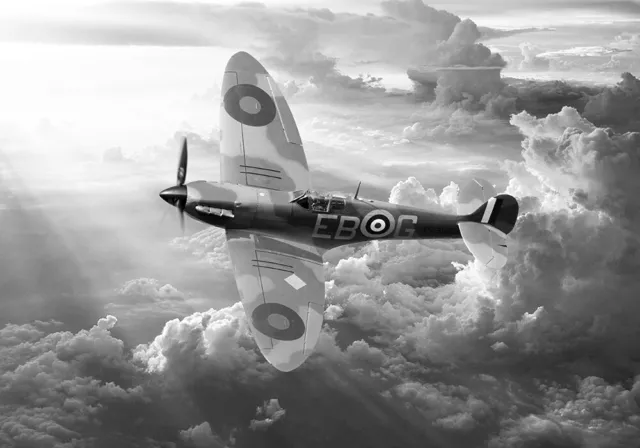 Supermarine Spitfire, B&W canvas prints various sizes free delivery