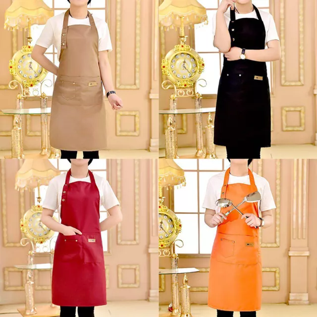 Canvas Polyester Pocket Apron Butcher Crafts Baking Chefs Kitchen Cooking BB;bl