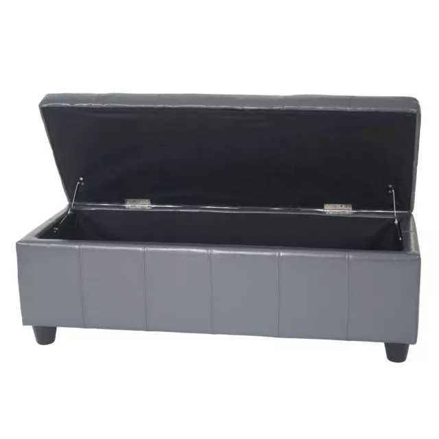 Sitzbank Bank Aufbewahrungs-Truhe Kriens, Leder + Kunstleder 112x45x45cm grau