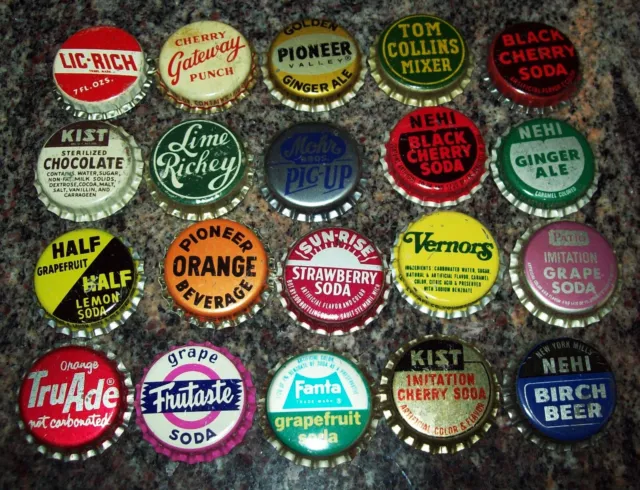Lot of 20 different Vintage Unused Soda Pop Bottle Caps Kist Nehi Frutaste J