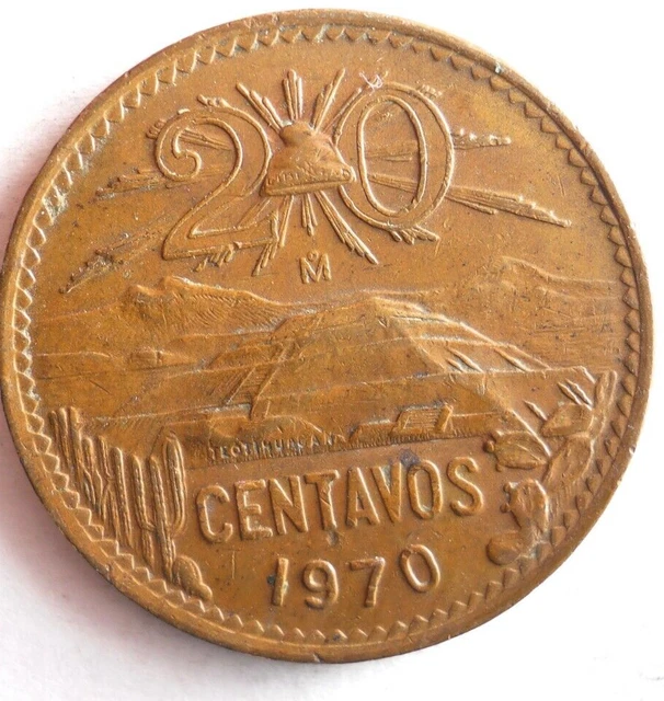 1970 MEXICO 20 CENTAVOS- Excellent Collectible Coin - FREE SHIP - Bin #9