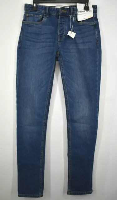 Topman Mens Stretch Skinny Fit Jeans Button Fly Closure Five Pocket Cotton 10
