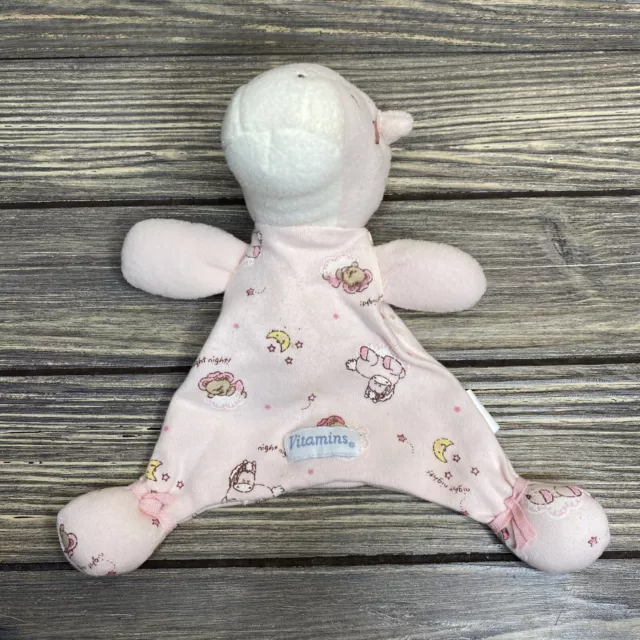 Vitamins Baby 2011 Pink Nightime Horse Flat Body Stuffed Animal Lovey Plush 8"