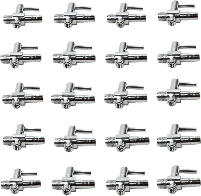 20 pcs Aquarium 1 Way Thread Valves Air Flow Control Metal Gang Valve Manifolds