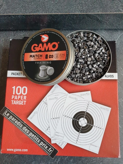 1 BOITE DE 500 plombs Tête plate, cal 4.5 + 100 cibles en carton 14 x ...