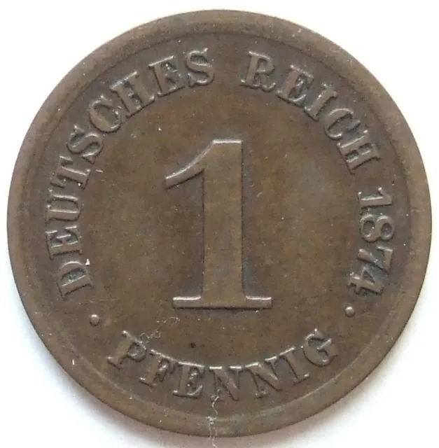 Moneta Reich Tedesco Impero Tedesco 1 Pfennig 1874 F IN Very fine / fine