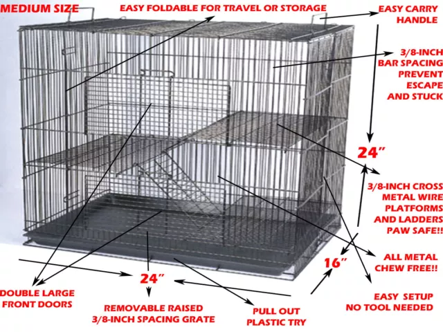 24" Chinchilla Guinea Pig Rat Hamster Mice Mouse Rat Gerbil  Animal Critter Cage 3