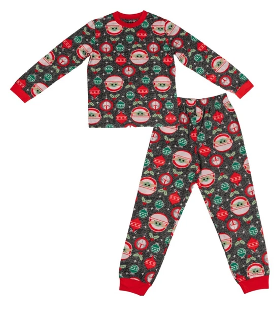 Disney Star Wars Baby Yoda Christmas Pajamas Set Size 6/7 Long Sleeve Gray NWT