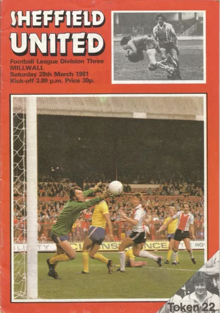 Football Programme - Sheffield United v Millwall - Div 3 - 28/3/1981