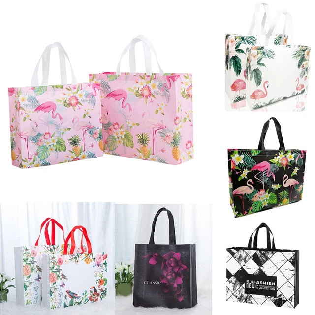 Tessuto non tessuto fenicottero borsa shopping riutilizzabile viaggio conservazione