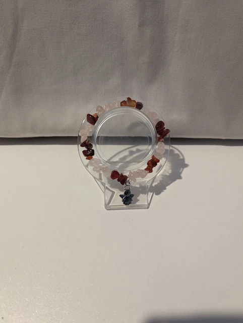 Carnelian Agate Chip Bracelet With Angel Charm