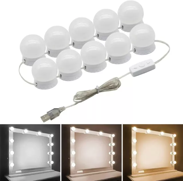 Luces de Maquillaje Lamparas Luz LED Para Espejo Mesa Profesional Vanidad 10 piezas