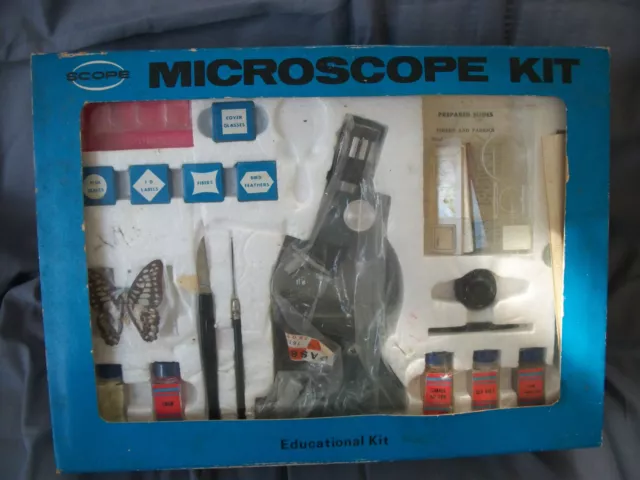 Vintage Estate NIB SCOPE Microscope Education Kit 1950's Complete Set Boxed