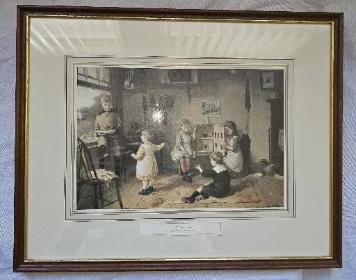 Charming Glazed Framed Print "Too Old To Play" By Harry Brooker 1876 - 1902