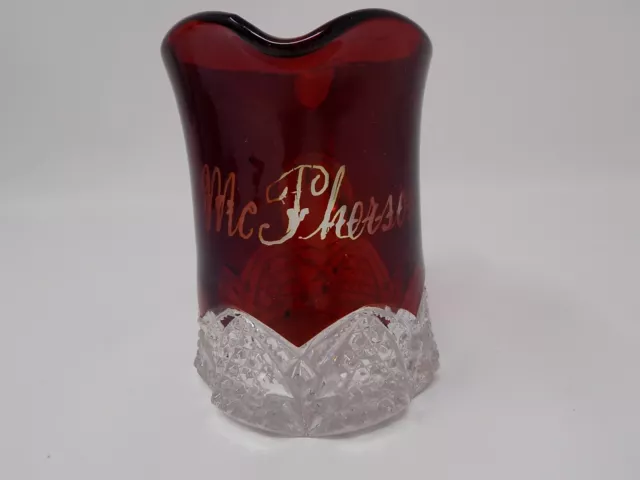 Duncan Miller Ruby Stain EAPG Button Arch Souvenir Creamer Pitcher McPherson