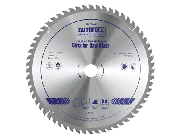 Faithfull - Circular Saw Blade 300 x 30mm x 60T Fine Finish - FAIZ30060