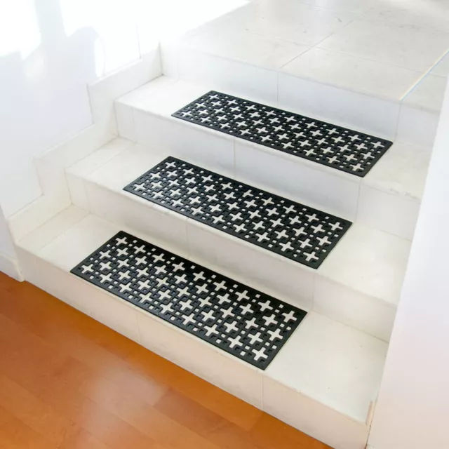 Rubber-Cal 6-Piece Stars Step Mat Rubber Stair Treads, 9.75 by 29.75 inch