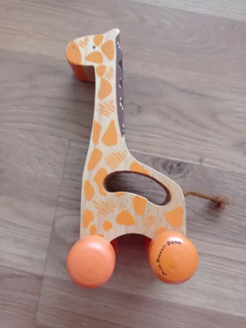 Jo Jo Maman Bebe giocattolo giraffa in legno spinta in perfette condizioni