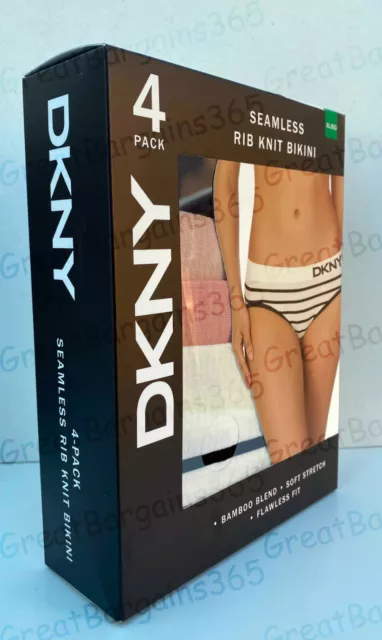 4 PACK DKNY Women's Seamless Rib Knit Bamboo Bikini Brief Knickers S M L XL  New £16.95 - PicClick UK
