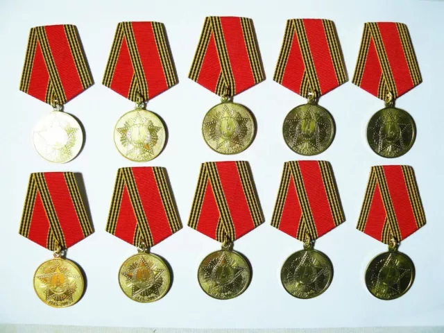 Lot 10 Award Veteran Anniversary Medals 60th Year of WW2 Victory USSR