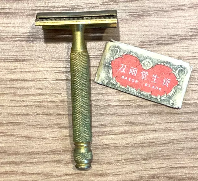 Vintage Brass Gillette Open Comb 3-Piece Safety Razor Made in USA