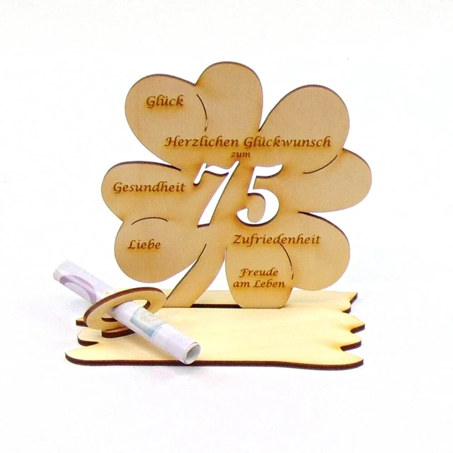 Personalisierte Geldgeschenk-Karte Kleeblatt – Aus Holz Mit Gravur Für Namen & Text