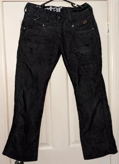 G-Star Raw Black Corduroy Jeans Cords Size 33 W 32 L Pockets Zip Fly Mens GStar