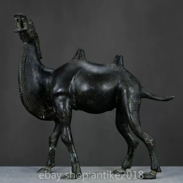 12.8 " Ancient Bronze Ware Dynasty Animal Camel llama Statue Sculpture