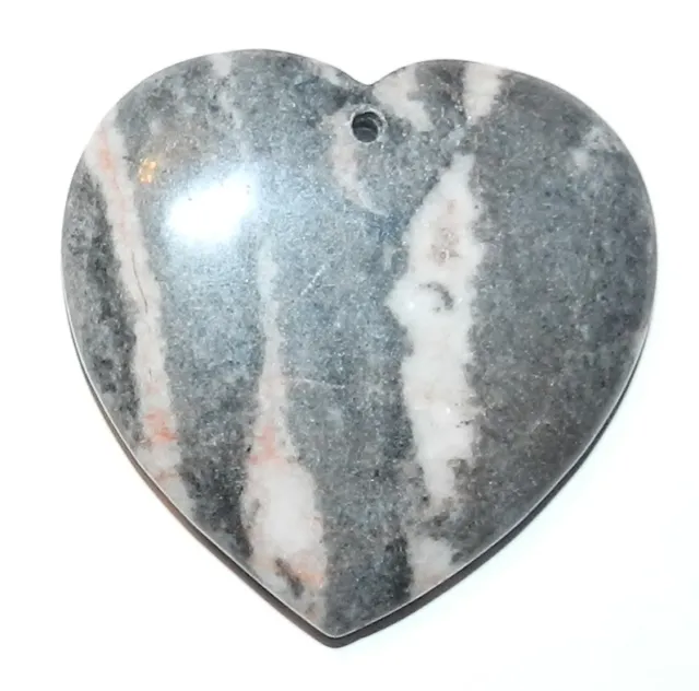 P1715 Pink Desert Marble Flat Heart 40mm Gemstone Pendant Focal Bead